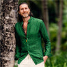 Men's Linen Shirt Emerald